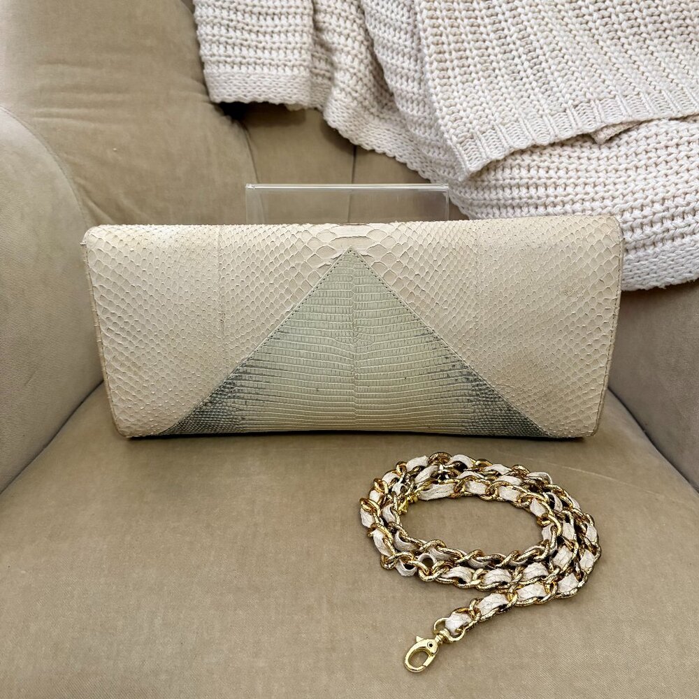 Vtg Auth Eileen Kramer Genuine Python Color Block… - image 4